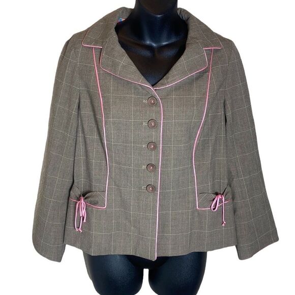 Rebecca Taylor plaid blazer jacket 10 feminine coquette girly academia preppy - Picture 1 of 6
